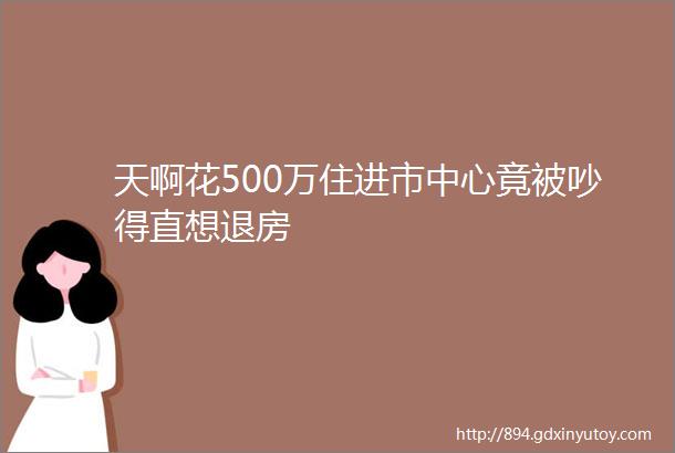 天啊花500万住进市中心竟被吵得直想退房