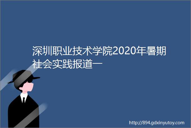 深圳职业技术学院2020年暑期社会实践报道一